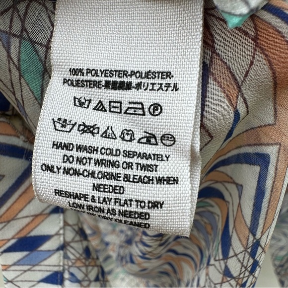Free People Easy Rider Geometric Chiffon Button Front Blouse Women's Sz S - Picture 4 of 11